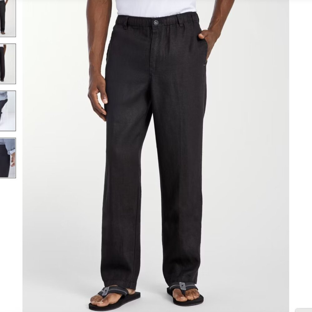 Tommy Bahama  Men's Linen on the Beach Relaxed Pants in Black Sz XL
